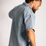 Rhinestone Embellished Denim Shirt - Liquor n Poker