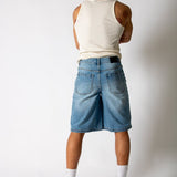 Rhinestone Embellished Light Blue Wash Denim Jorts - Liquor n Poker