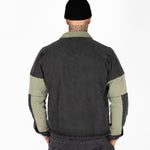 Rider Biker Panelled Denim Jacket in Khaki & Black - Liquor n Poker