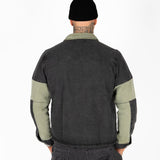 Rider Biker Panelled Denim Jacket in Khaki & Black - Liquor n Poker