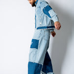 RIDER - Distressed Cut N Sew Boxy Blue Denim Jacket - Liquor n Poker