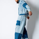RIDER - Distressed Cut N Sew Boxy Blue Denim Jacket - Liquor n Poker