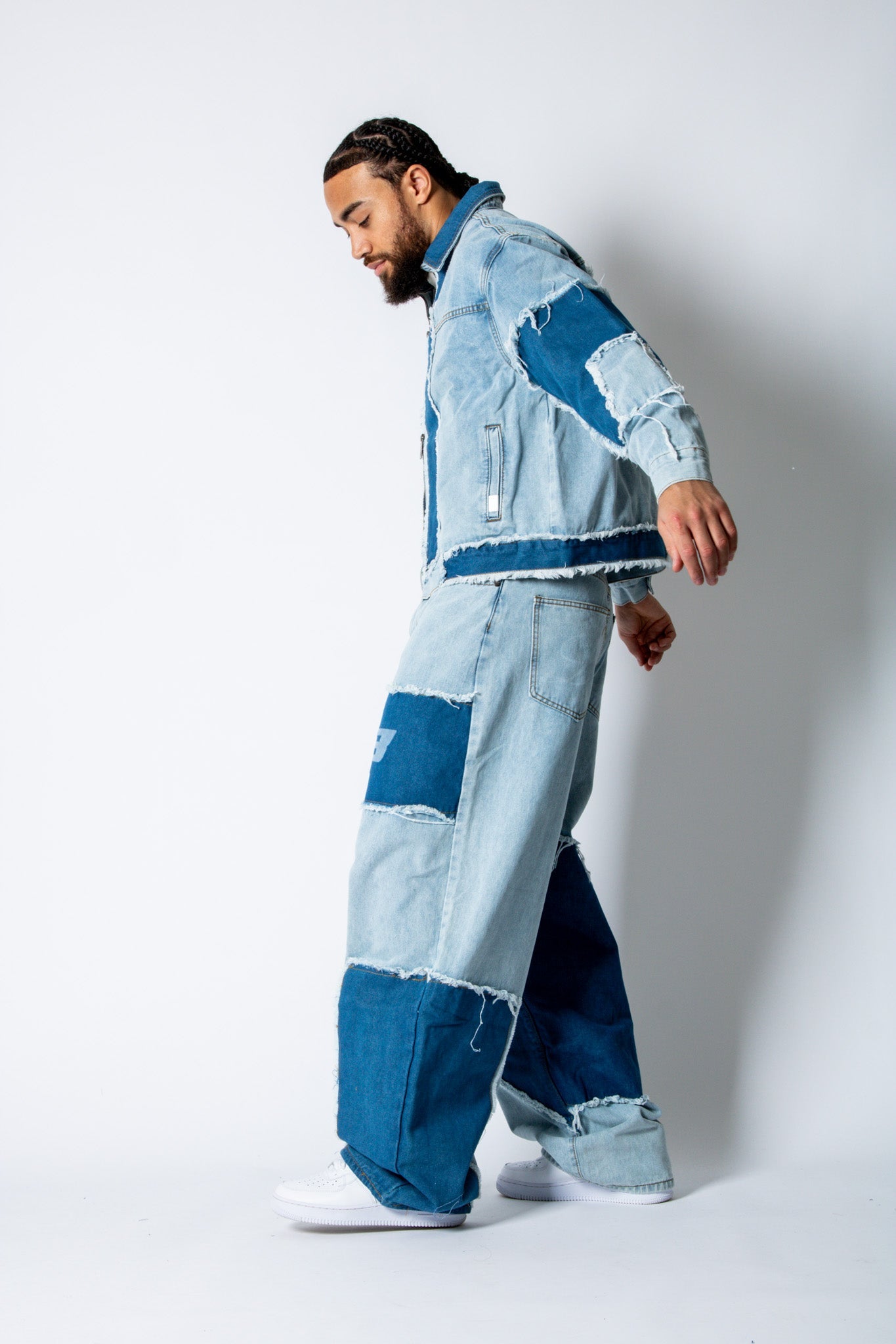 RIDER - Distressed Cut N Sew Boxy Blue Denim Jacket - Liquor n Poker