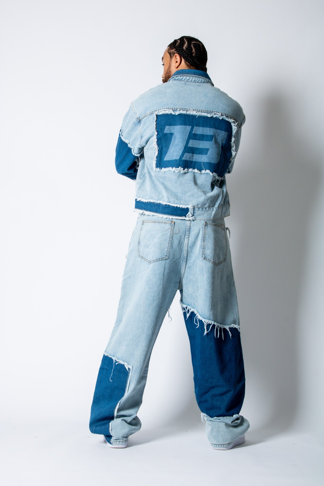 RIDER - Distressed Cut N Sew Boxy Blue Denim Jacket - Liquor n Poker