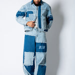 RIDER - Distressed Cut N Sew Boxy Blue Denim Jacket - Liquor n Poker