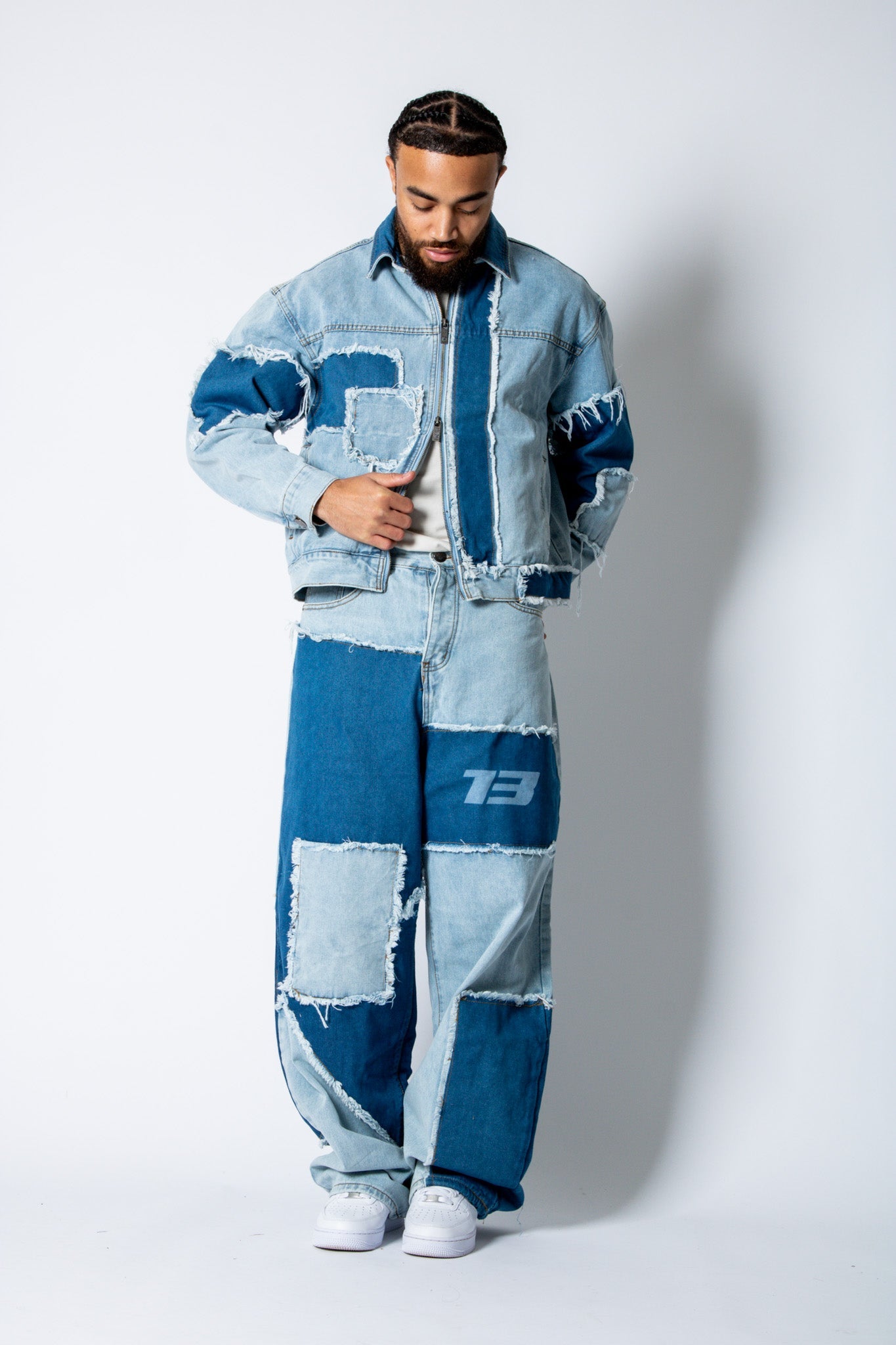 RIDER - Distressed Cut N Sew Boxy Blue Denim Jacket - Liquor n Poker