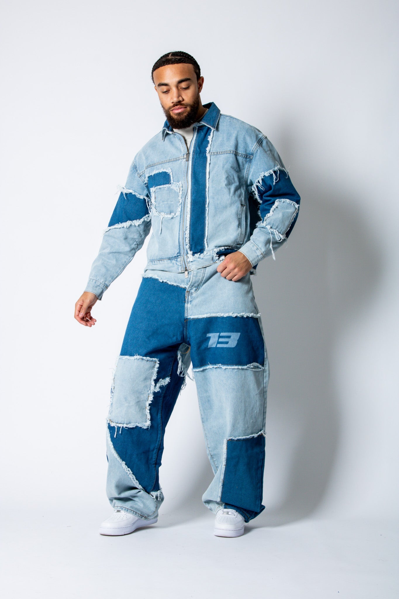 RIDER - Distressed Cut N Sew Boxy Blue Denim Jacket - Liquor n Poker