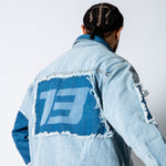 RIDER - Distressed Cut N Sew Boxy Blue Denim Jacket - Liquor n Poker