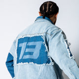 RIDER - Distressed Cut N Sew Boxy Blue Denim Jacket - Liquor n Poker
