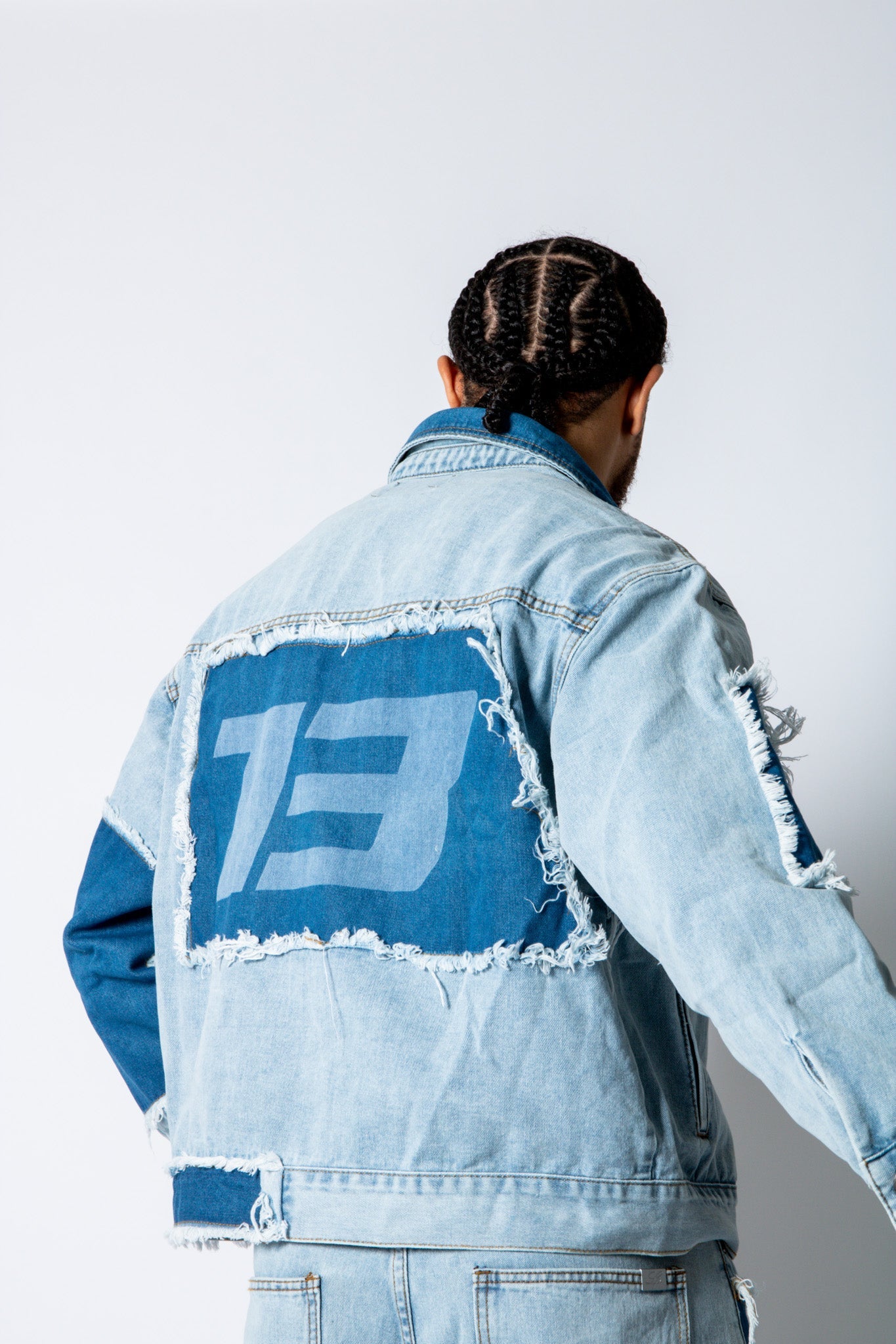 RIDER - Distressed Cut N Sew Boxy Blue Denim Jacket - Liquor n Poker