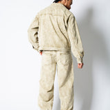 RIDER - Relaxed Zip‑Up Acid Wash Beige Denim Jacket - Liquor n Poker