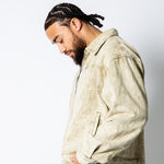 RIDER - Relaxed Zip‑Up Acid Wash Beige Denim Jacket - Liquor n Poker