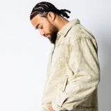 RIDER - Relaxed Zip‑Up Acid Wash Beige Denim Jacket - Liquor n Poker
