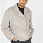 Rider Suede Biker Jacket in Stone - Liquor n Poker