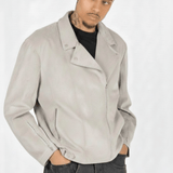 Rider Suede Biker Jacket in Stone - Liquor n Poker