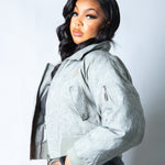 Roxy Oversized Nylon Bomber Jacket in Grey - Liquor n Poker