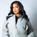 Roxy Oversized Nylon Bomber Jacket in Grey - Liquor n Poker