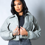 Roxy Oversized Nylon Bomber Jacket in Grey - Liquor n Poker