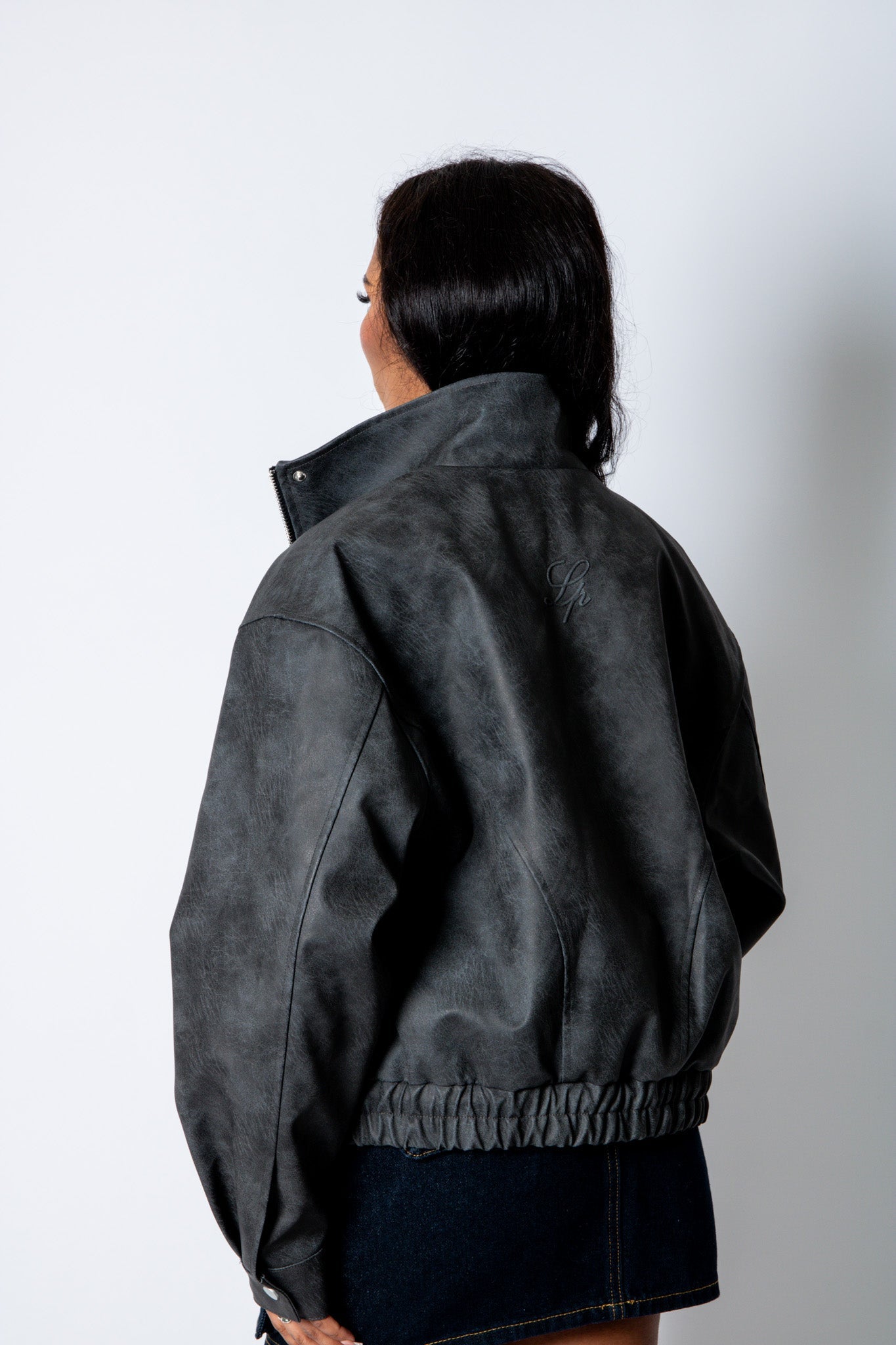 RYLA – Black Boxy Textured Faux Funnel Neck Jacket - Liquor n Poker