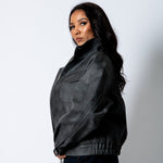 RYLA – Black Boxy Textured Faux Funnel Neck Jacket - Liquor n Poker