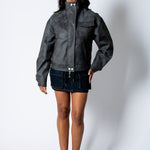 RYLA – Black Boxy Textured Faux Funnel Neck Jacket - Liquor n Poker