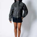 RYLA – Black Boxy Textured Faux Funnel Neck Jacket - Liquor n Poker