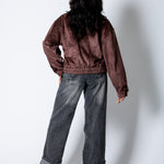 RYLA – Brown Boxy Suede Funnel Neck Jacket - Liquor n Poker