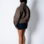 RYLA – Brown Boxy Textured Faux Funnel Neck Jacket - Liquor n Poker