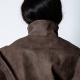 RYLA – Brown Boxy Textured Faux Funnel Neck Jacket - Liquor n Poker