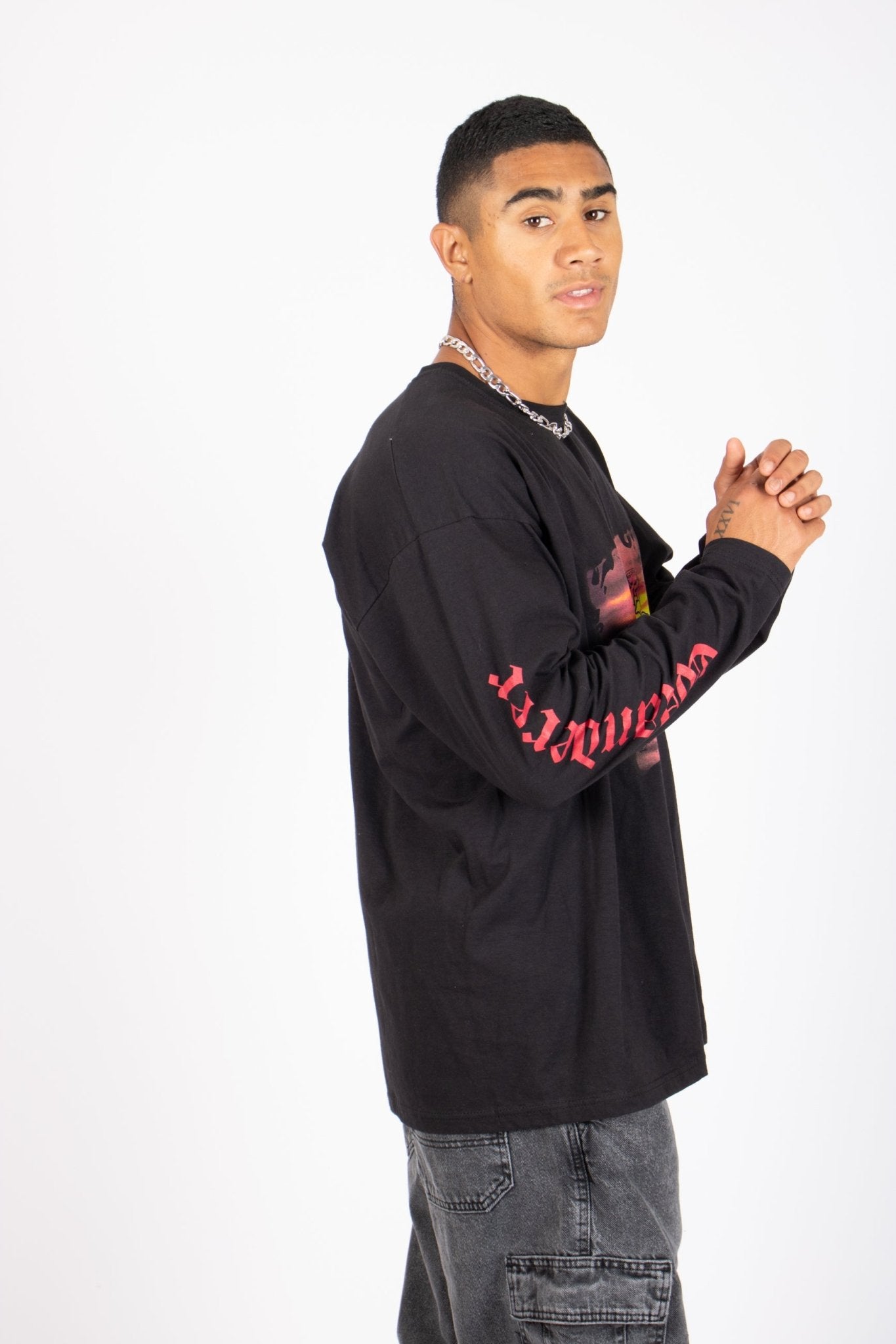 Safari Printed Black Long Sleeve Top - Liquor n Poker