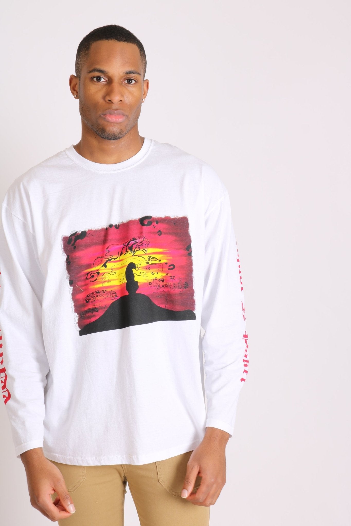 Safari Printed White Long Sleeve Top - Liquor n Poker