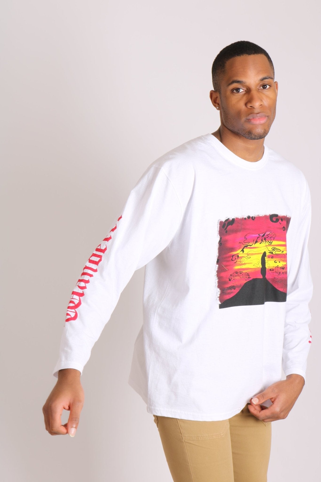 Safari Printed White Long Sleeve Top - Liquor n Poker