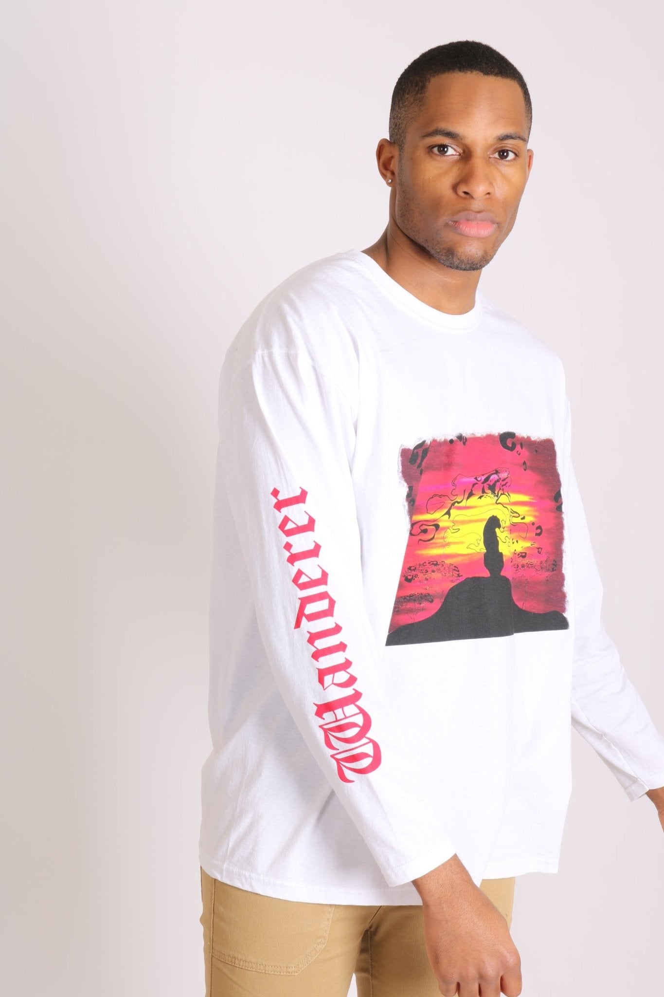 Safari Printed White Long Sleeve Top - Liquor n Poker