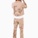 Sand & Brown Floral Twill Relaxed Cargo Jeans - Liquor n Poker