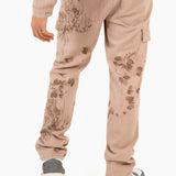 Sand & Brown Floral Twill Relaxed Cargo Jeans - Liquor n Poker