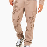 Sand & Brown Floral Twill Relaxed Cargo Jeans - Liquor n Poker