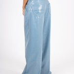 Sequin Blue Denim Baggy Heart Pocket Jean - Liquor n Poker