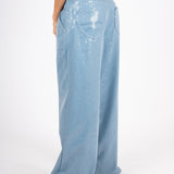 Sequin Blue Denim Baggy Heart Pocket Jean - Liquor n Poker