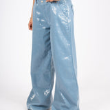Sequin Blue Denim Baggy Heart Pocket Jean - Liquor n Poker