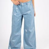Sequin Blue Denim Baggy Heart Pocket Jean - Liquor n Poker
