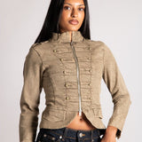 Shrunken Drummer Style Jacket in Khaki Wash - Liquor n Poker