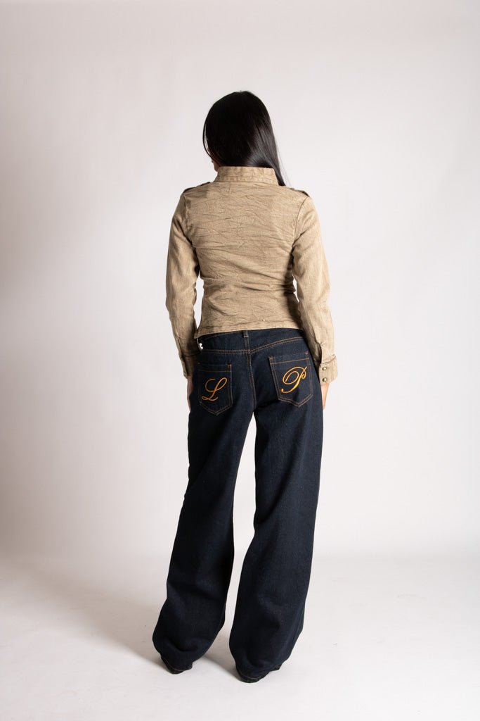 Shrunken Drummer Style Jacket in Khaki Wash - Liquor n Poker