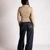 Shrunken Drummer Style Jacket in Khaki Wash - Liquor n Poker