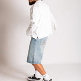 Side Stud Detail Denim Jorts in Dirty Wash - Liquor n Poker