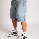 Side Stud Detail Denim Jorts in Dirty Wash - Liquor n Poker