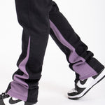 Slim Stacked Flare Spliced Jean In Black And Lilac - Liquor n Poker