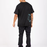 Slim Stacked Flare Spliced Jean In Black And Lilac - Liquor n Poker