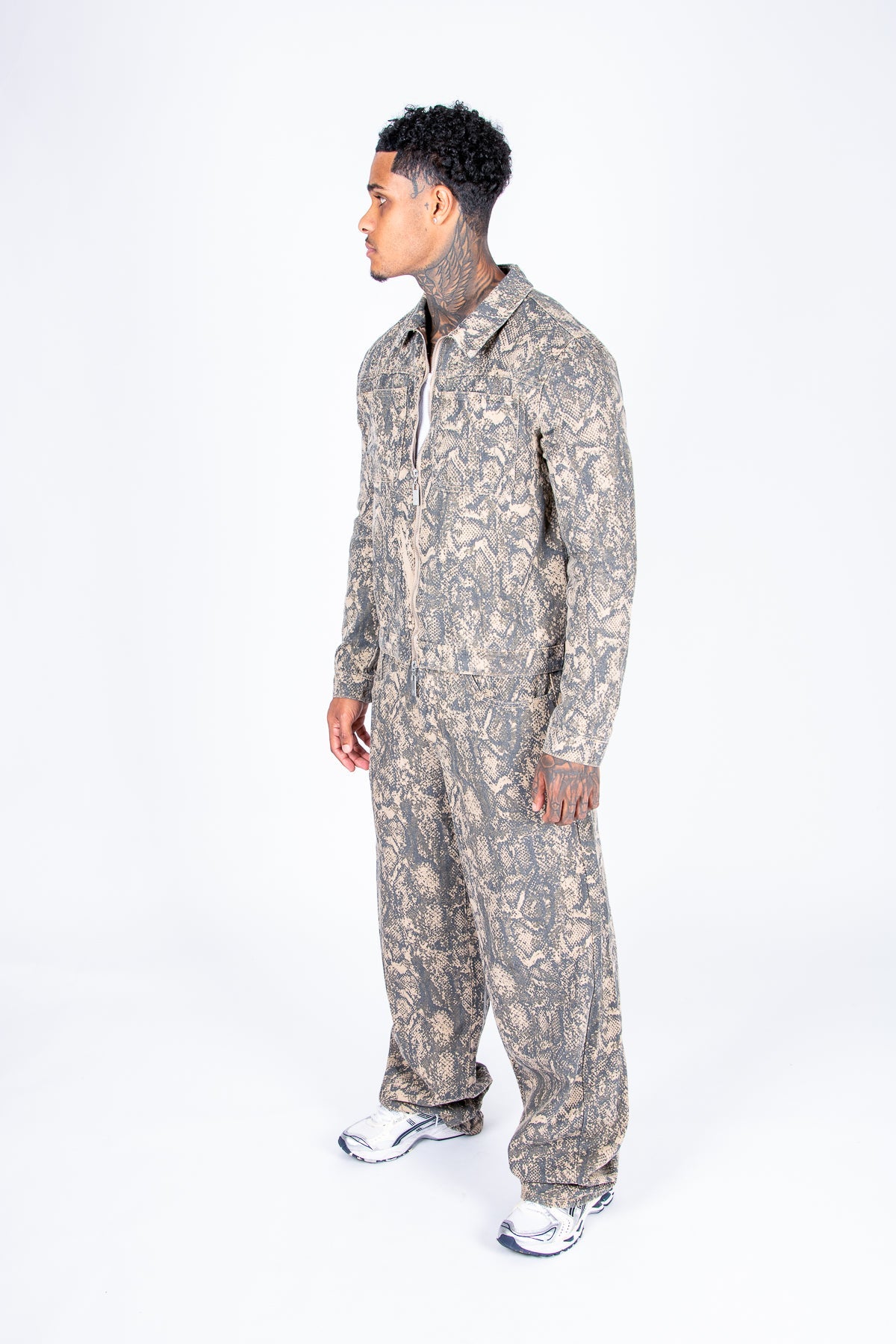 Snake Print Relaxed Baggy Jeans - Liquor n Poker