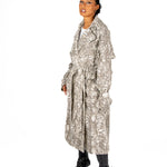 Snake Printed Denim Trench - Liquor n Poker