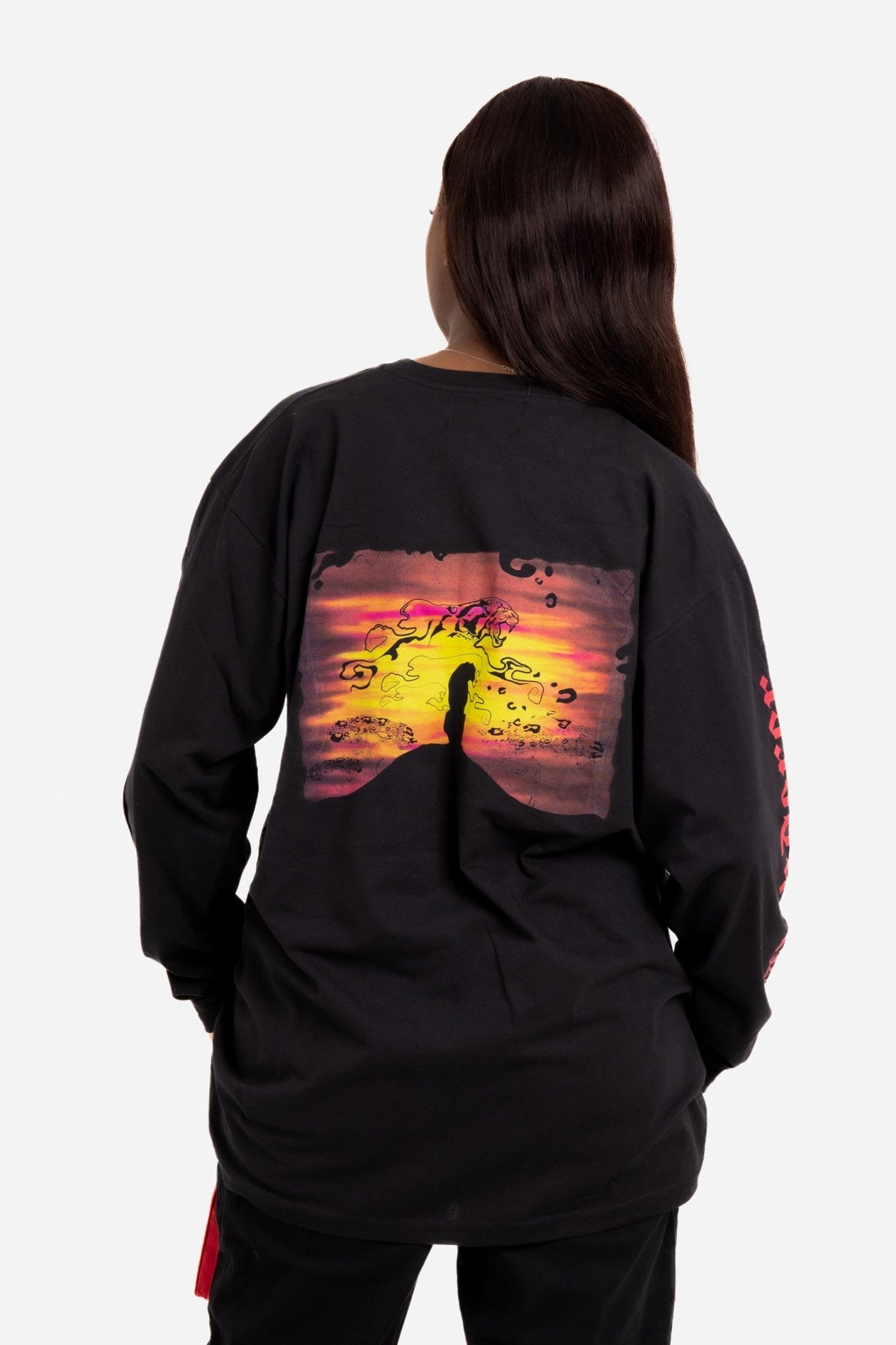 Solo Girl Long Sleeve T Shirt With Safari Print In Black - Liquor n Poker